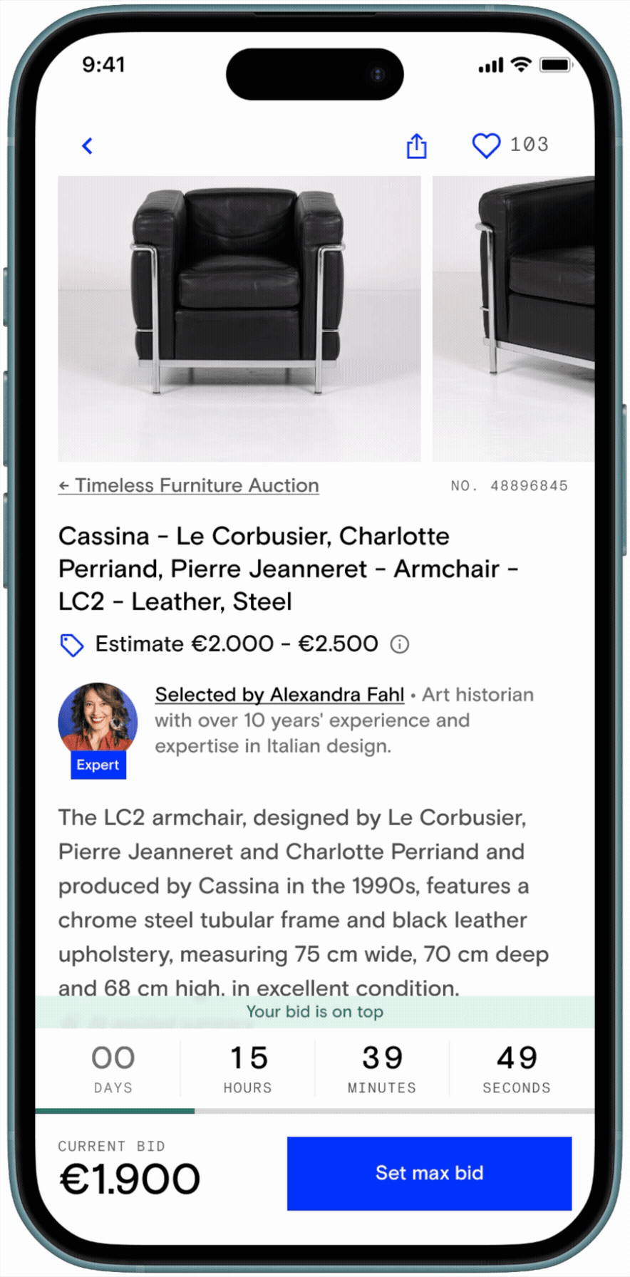 Redesigned auction timer animating and changing colour as the auction close approaches