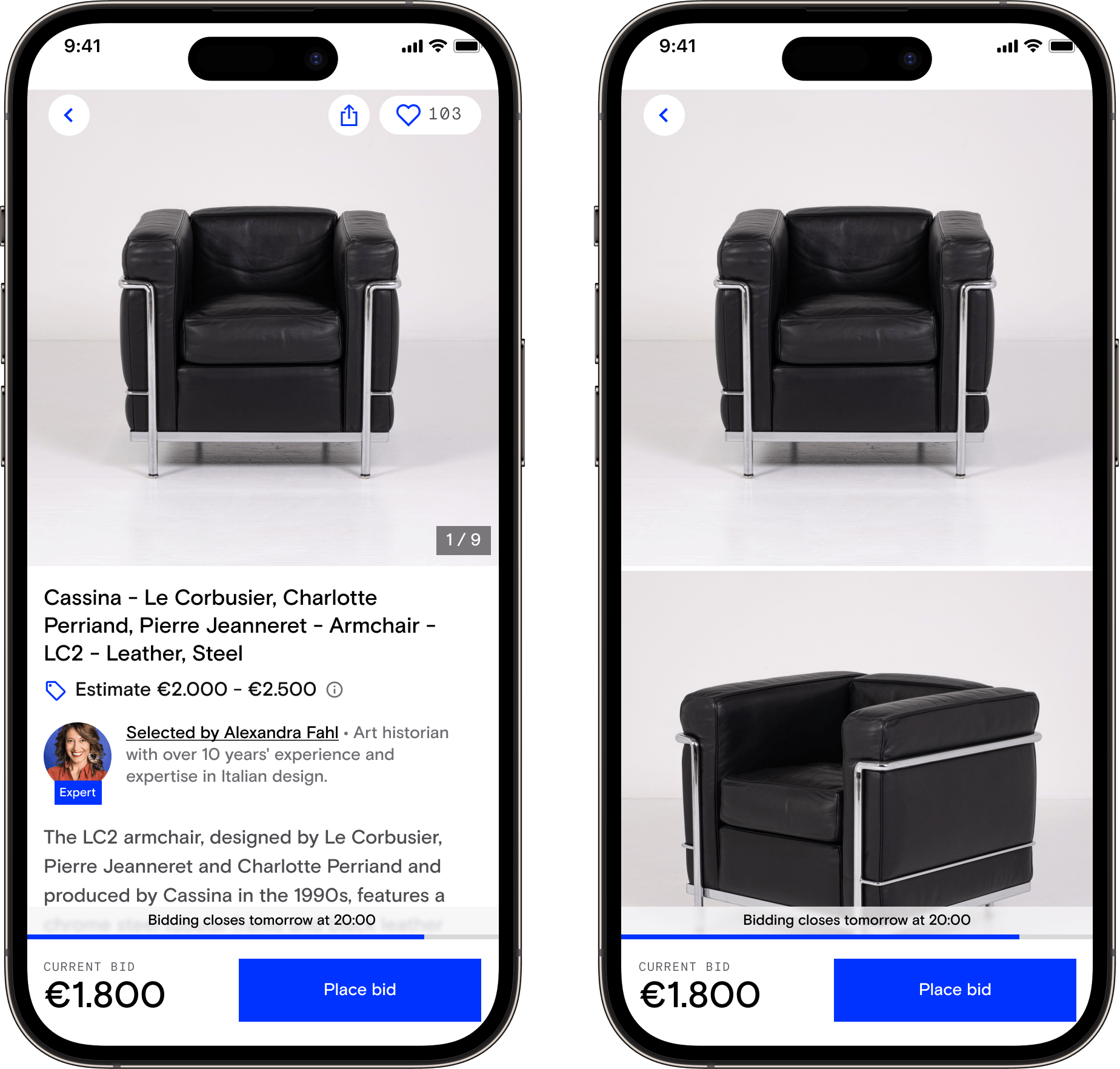 Vision for the redesigned image gallery with larger photos and a progress bar