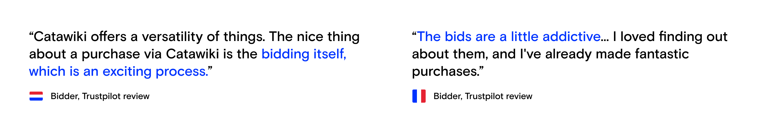 Selected quotes from user research showing what buyers said they valued about bidding on Catawiki
